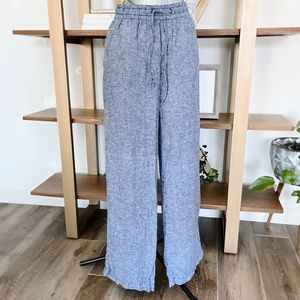 Old Navy Women's Wide Leg Linen Pants in Blue Size S